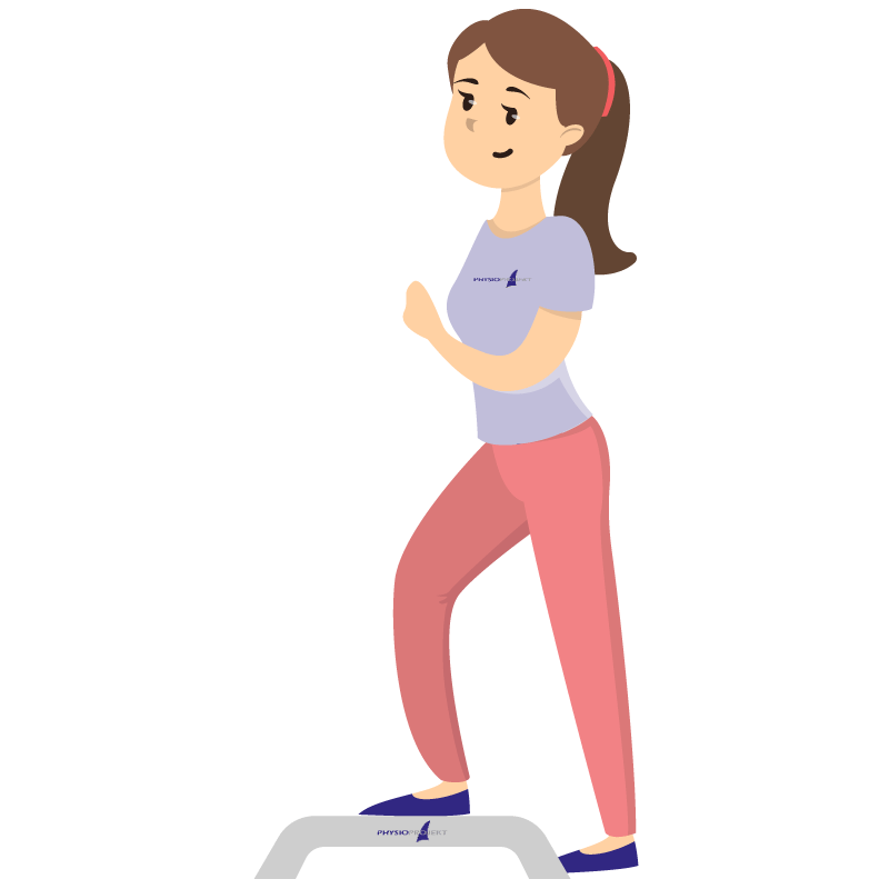 wii-1 Vektorgrafik: Frau trainiert auf einem Balanceboard zur Verbesserung von Gleichgewicht und Stabilität