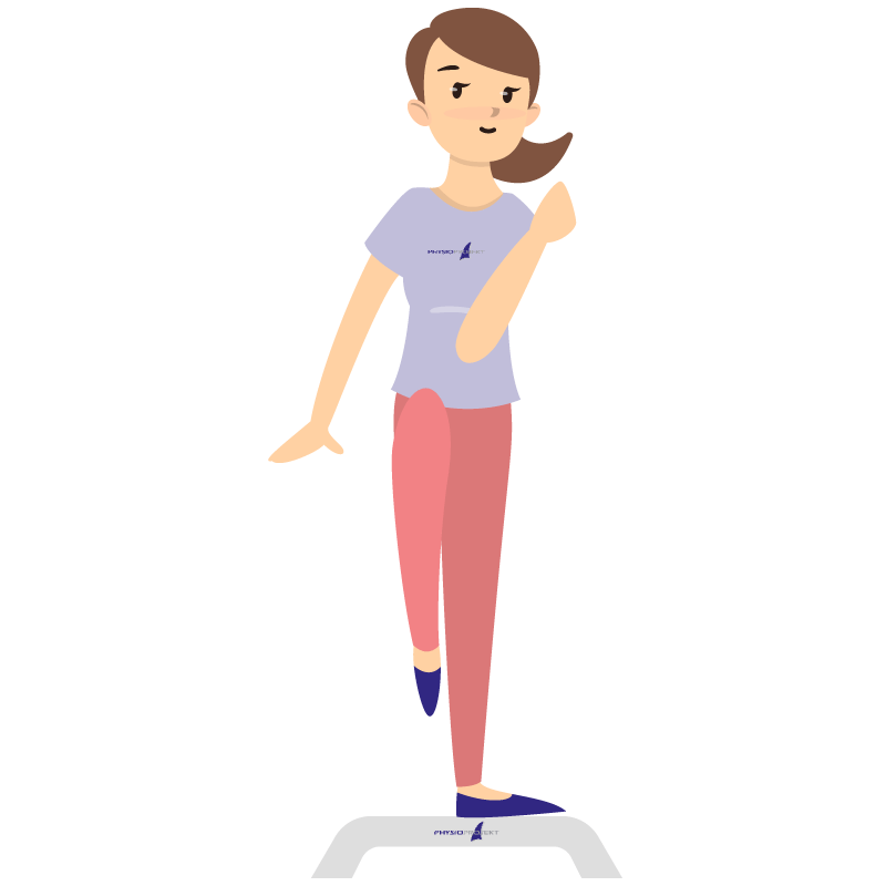 wii-2 Vektorgrafik: Frau trainiert auf einem Balanceboard zur Verbesserung von Gleichgewicht und Stabilität
