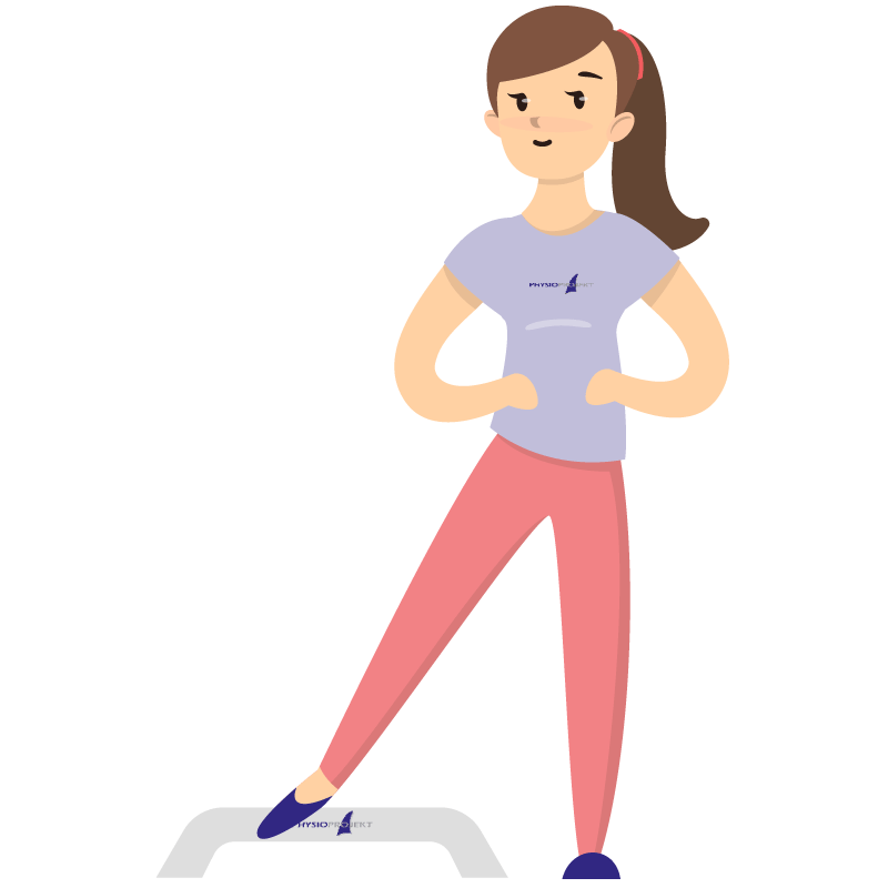 wii-4 Vektorgrafik: Frau trainiert auf einem Balanceboard zur Verbesserung von Gleichgewicht und Stabilität